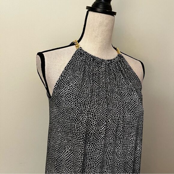 Michael Kors Jersey Halter A-line Loose Fit Dress with Gold Chain Straps - Picture 5 of 13